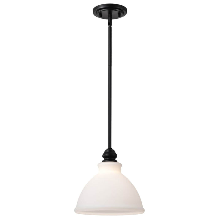 Mini Pendant Nuvo 60-8024 Russel - 10 Inch Mini Pendant - Matte Black with Satin White Glass Nuvo