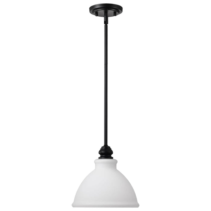 Mini Pendant Nuvo 60-8024 Russel - 10 Inch Mini Pendant - Matte Black with Satin White Glass Nuvo