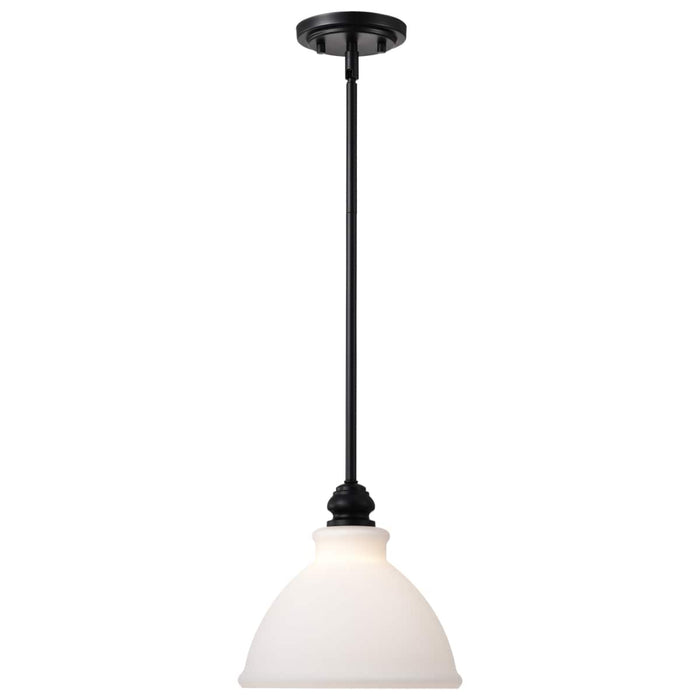 Mini Pendant Nuvo 60-8024 Russel - 10 Inch Mini Pendant - Matte Black with Satin White Glass Nuvo
