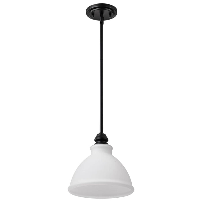 Mini Pendant Nuvo 60-8024 Russel - 10 Inch Mini Pendant - Matte Black with Satin White Glass Nuvo