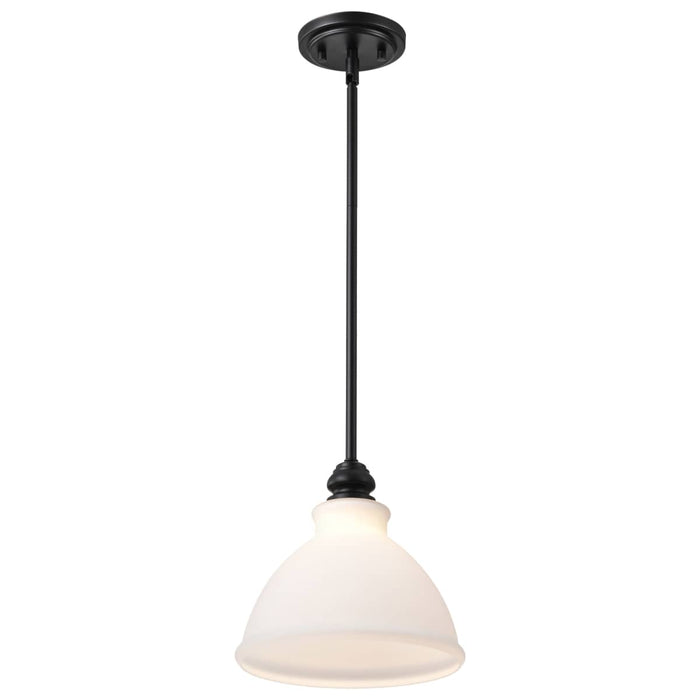 Mini Pendant Nuvo 60-8024 Russel - 10 Inch Mini Pendant - Matte Black with Satin White Glass Nuvo