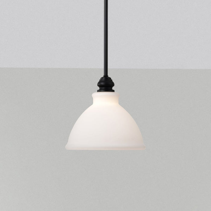 Mini Pendant Nuvo 60-8024 Russel - 10 Inch Mini Pendant - Matte Black with Satin White Glass Nuvo
