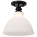 Semi Flush Nuvo 60-8025 Russel - 10 Inch Semi Flush Mount - Matte Black with Satin White Glass Nuvo