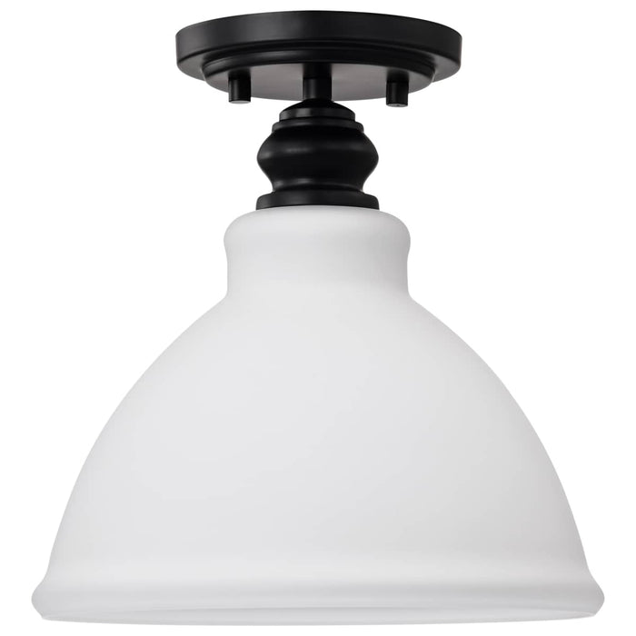 Semi Flush Nuvo 60-8025 Russel - 10 Inch Semi Flush Mount - Matte Black with Satin White Glass Nuvo