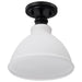 Semi Flush Nuvo 60-8025 Russel - 10 Inch Semi Flush Mount - Matte Black with Satin White Glass Nuvo