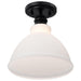 Semi Flush Nuvo 60-8025 Russel - 10 Inch Semi Flush Mount - Matte Black with Satin White Glass Nuvo