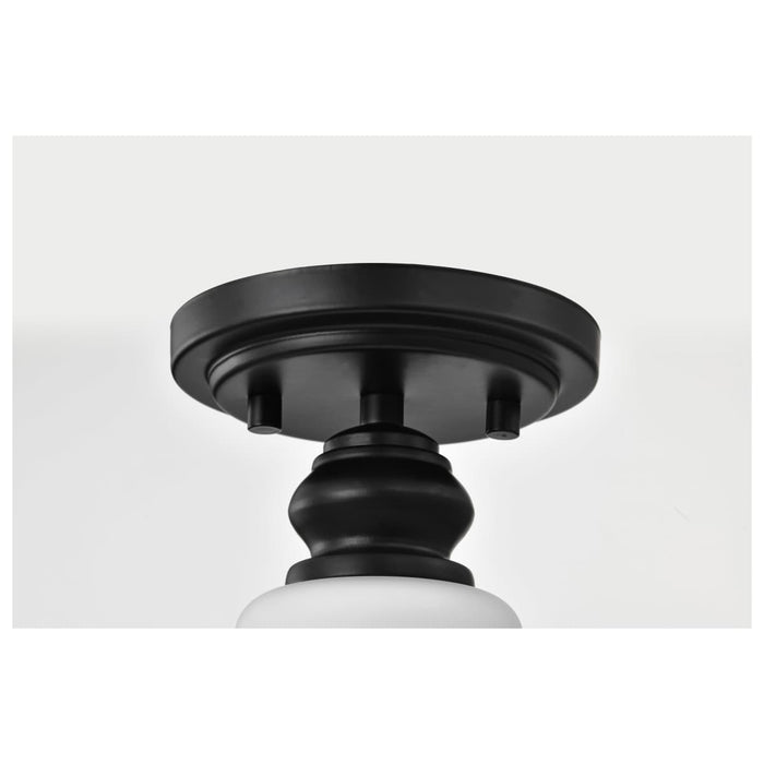 Semi Flush Nuvo 60-8025 Russel - 10 Inch Semi Flush Mount - Matte Black with Satin White Glass Nuvo