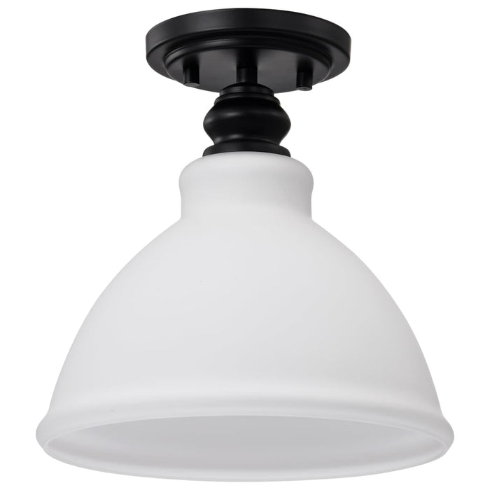 Semi Flush Nuvo 60-8025 Russel - 10 Inch Semi Flush Mount - Matte Black with Satin White Glass Nuvo