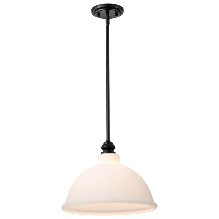 Pendant Nuvo 60-8026 Russel - 14 Inch Pendant - Matte Black with Satin White Glass Nuvo