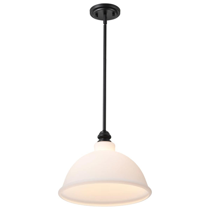 Pendant Nuvo 60-8026 Russel - 14 Inch Pendant - Matte Black with Satin White Glass Nuvo