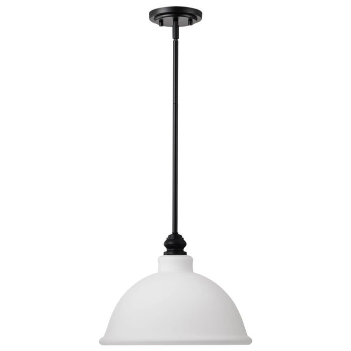 Pendant Nuvo 60-8026 Russel - 14 Inch Pendant - Matte Black with Satin White Glass Nuvo