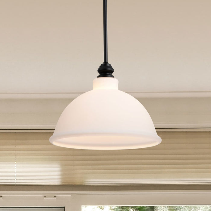 Pendant Nuvo 60-8026 Russel - 14 Inch Pendant - Matte Black with Satin White Glass Nuvo