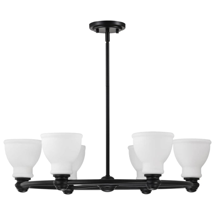 Chandelier Nuvo 60-8027 Russel - 6 Light Chandelier - Matte Black with Satin White Glass Nuvo