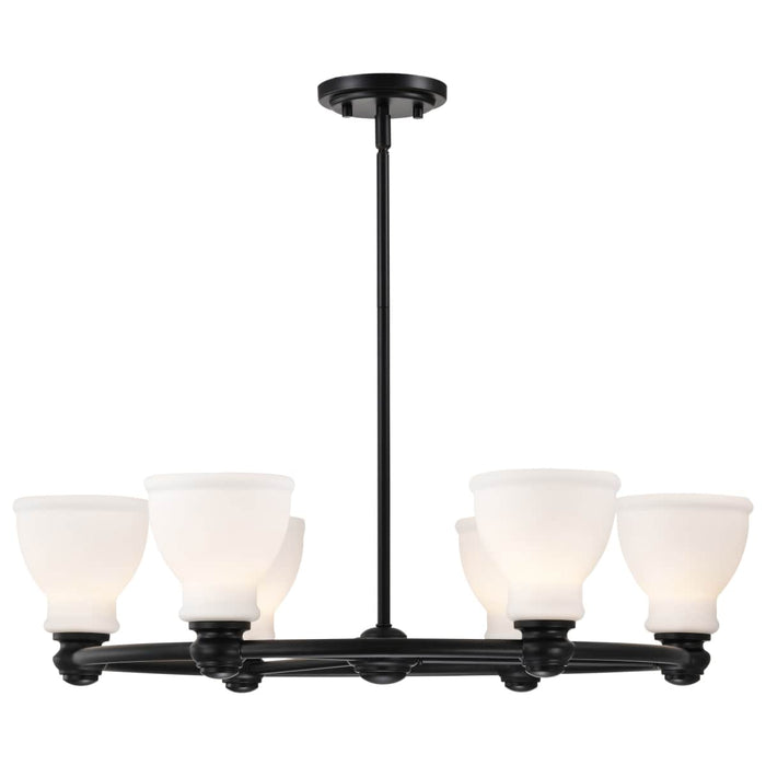 Chandelier Nuvo 60-8027 Russel - 6 Light Chandelier - Matte Black with Satin White Glass Nuvo
