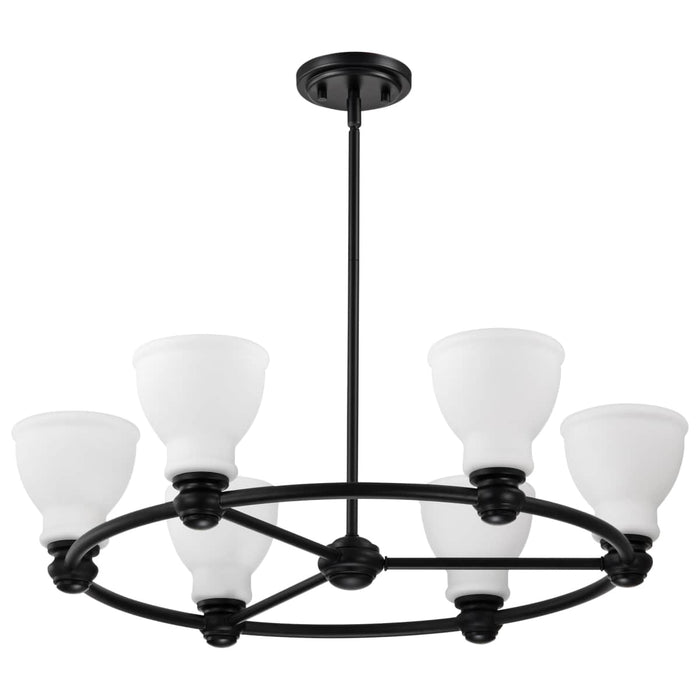 Chandelier Nuvo 60-8027 Russel - 6 Light Chandelier - Matte Black with Satin White Glass Nuvo