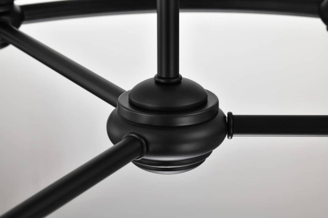 Chandelier Nuvo 60-8027 Russel - 6 Light Chandelier - Matte Black with Satin White Glass Nuvo