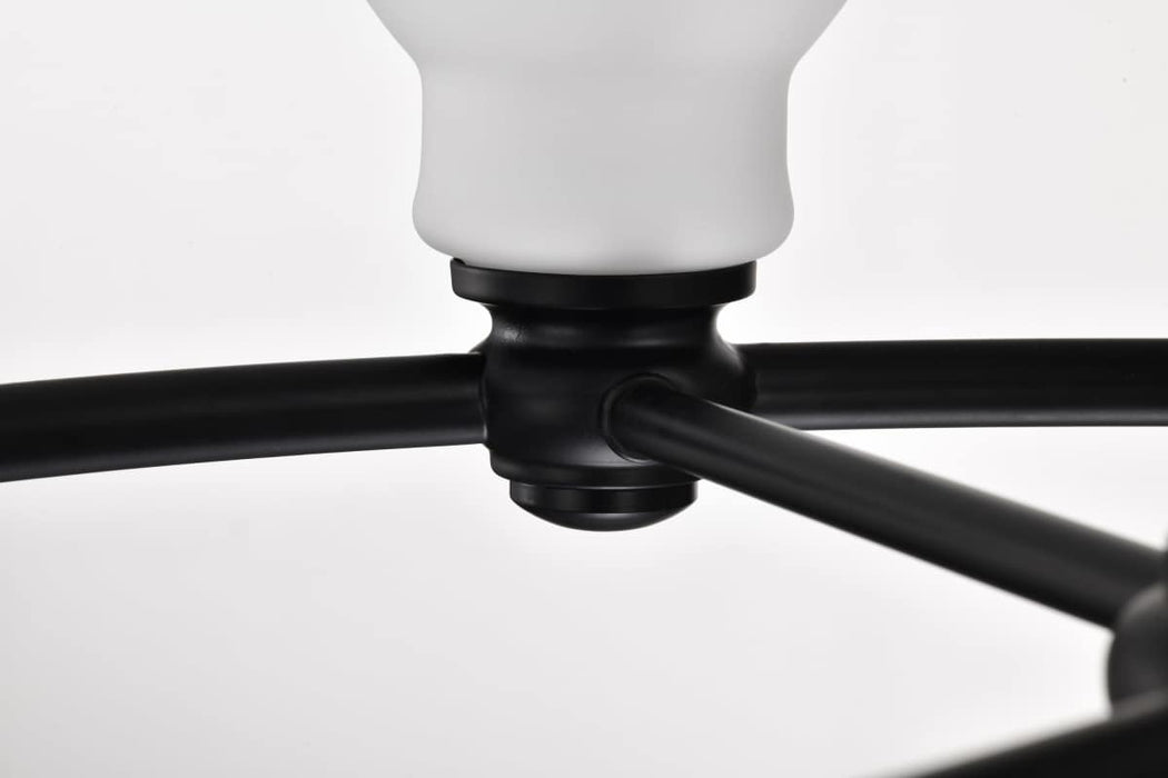 Chandelier Nuvo 60-8027 Russel - 6 Light Chandelier - Matte Black with Satin White Glass Nuvo