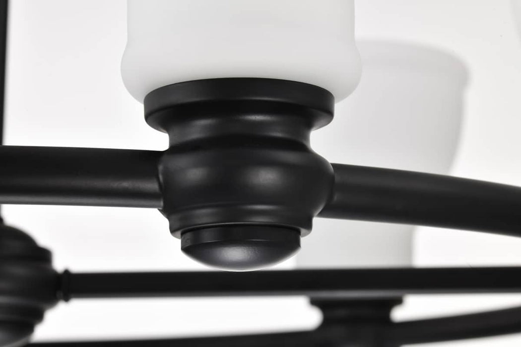 Chandelier Nuvo 60-8027 Russel - 6 Light Chandelier - Matte Black with Satin White Glass Nuvo