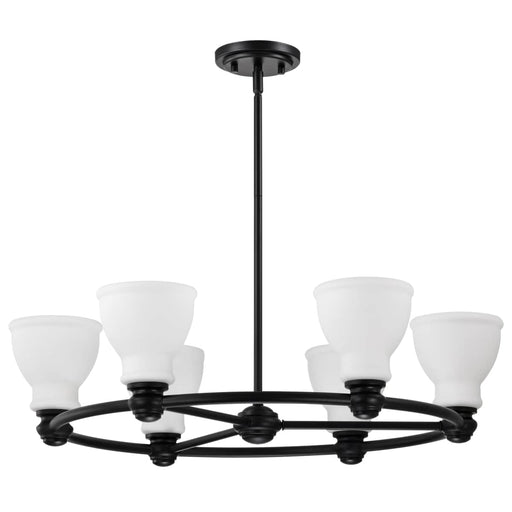 Chandelier Nuvo 60-8027 Russel - 6 Light Chandelier - Matte Black with Satin White Glass Nuvo