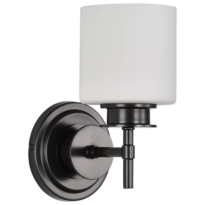 Vanity Nuvo 60-8031 Warren - 1 Light Vanity - Gun Metal with Satin White Glass - Gun Metal Finish Nuvo