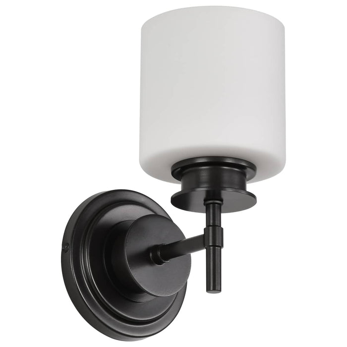 Vanity Nuvo 60-8031 Warren - 1 Light Vanity - Gun Metal with Satin White Glass - Gun Metal Finish Nuvo