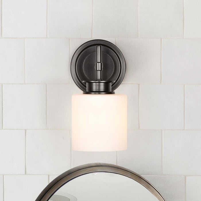Vanity Nuvo 60-8031 Warren - 1 Light Vanity - Gun Metal with Satin White Glass - Gun Metal Finish Nuvo