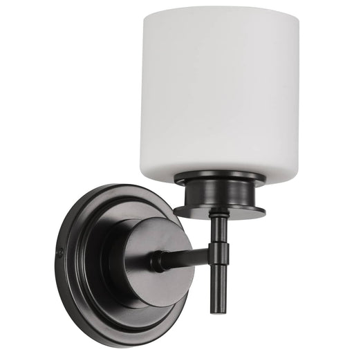 Vanity Nuvo 60-8031 Warren - 1 Light Vanity - Gun Metal with Satin White Glass - Gun Metal Finish Nuvo