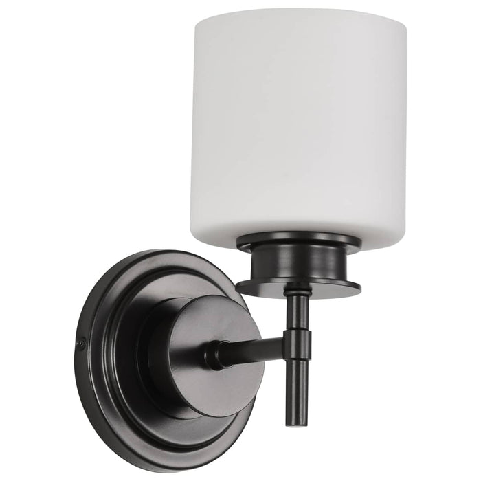Vanity Nuvo 60-8031 Warren - 1 Light Vanity - Gun Metal with Satin White Glass - Gun Metal Finish Nuvo