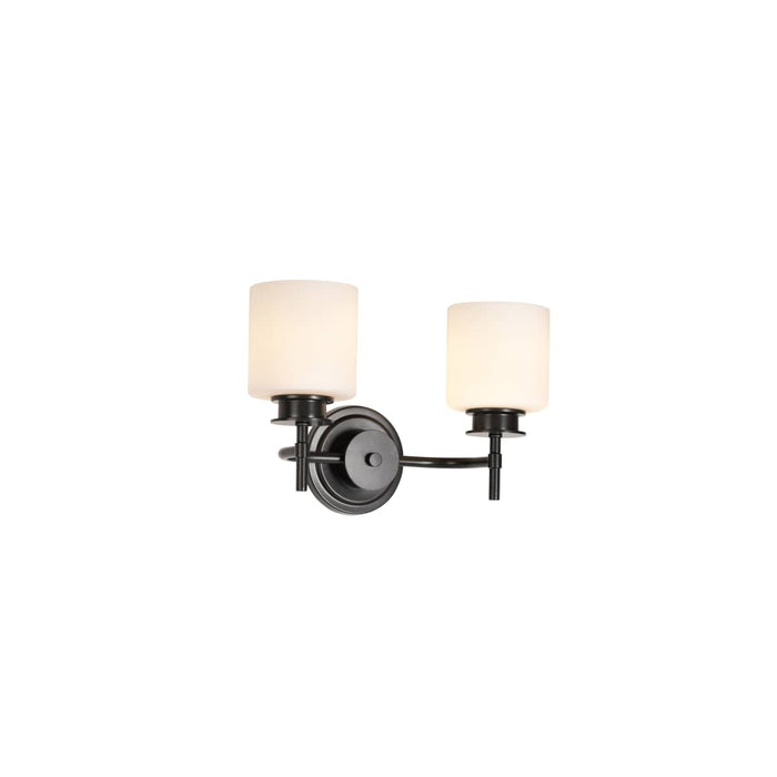 Vanity Nuvo 60-8032 Warren - 2 Light Vanity - Gun Metal with Satin White Glass - Gun Metal Finish Nuvo
