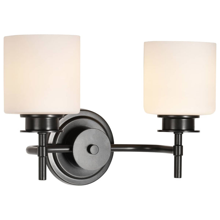 Vanity Nuvo 60-8032 Warren - 2 Light Vanity - Gun Metal with Satin White Glass - Gun Metal Finish Nuvo