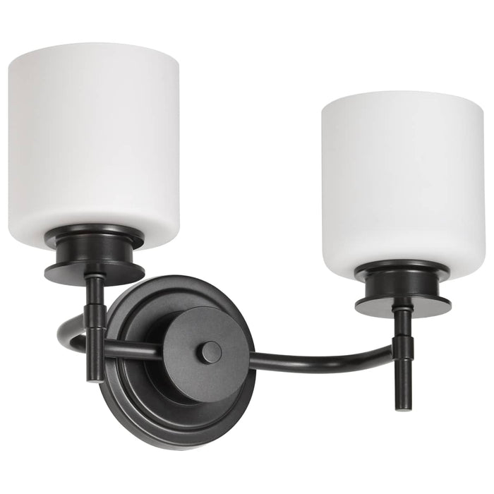 Vanity Nuvo 60-8032 Warren - 2 Light Vanity - Gun Metal with Satin White Glass - Gun Metal Finish Nuvo