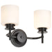 Vanity Nuvo 60-8032 Warren - 2 Light Vanity - Gun Metal with Satin White Glass - Gun Metal Finish Nuvo