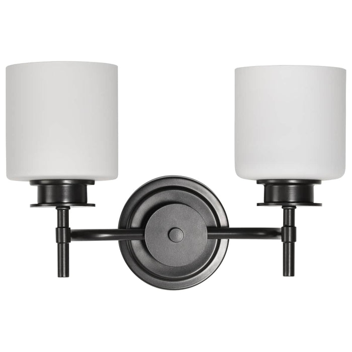 Vanity Nuvo 60-8032 Warren - 2 Light Vanity - Gun Metal with Satin White Glass - Gun Metal Finish Nuvo