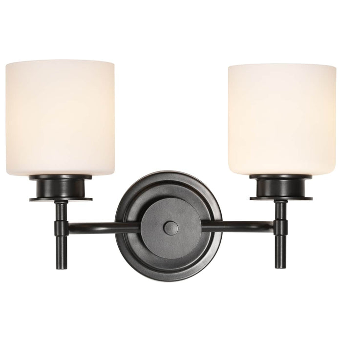 Vanity Nuvo 60-8032 Warren - 2 Light Vanity - Gun Metal with Satin White Glass - Gun Metal Finish Nuvo