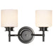 Vanity Nuvo 60-8032 Warren - 2 Light Vanity - Gun Metal with Satin White Glass - Gun Metal Finish Nuvo