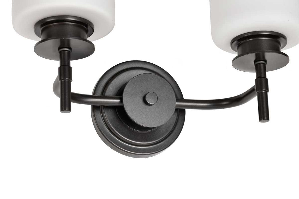 Vanity Nuvo 60-8032 Warren - 2 Light Vanity - Gun Metal with Satin White Glass - Gun Metal Finish Nuvo