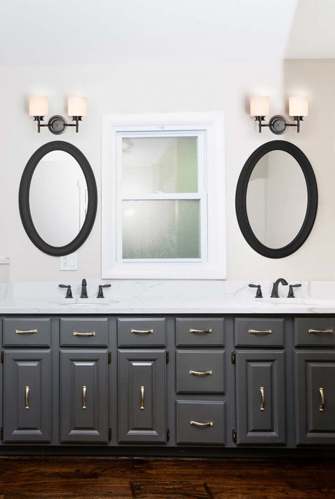 Vanity Nuvo 60-8032 Warren - 2 Light Vanity - Gun Metal with Satin White Glass - Gun Metal Finish Nuvo
