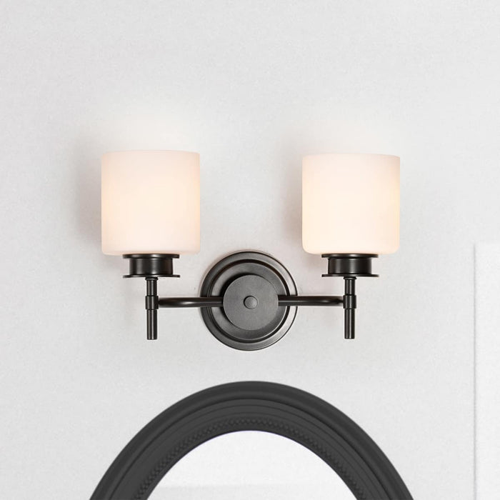 Vanity Nuvo 60-8032 Warren - 2 Light Vanity - Gun Metal with Satin White Glass - Gun Metal Finish Nuvo