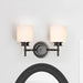 Vanity Nuvo 60-8032 Warren - 2 Light Vanity - Gun Metal with Satin White Glass - Gun Metal Finish Nuvo
