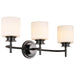 Vanity Nuvo 60-8033 Warren - 3 Light Vanity - Gun Metal with Satin White Glass - Gun Metal Finish Nuvo