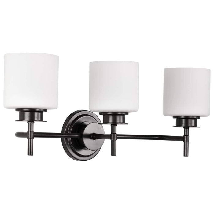 Vanity Nuvo 60-8033 Warren - 3 Light Vanity - Gun Metal with Satin White Glass - Gun Metal Finish Nuvo