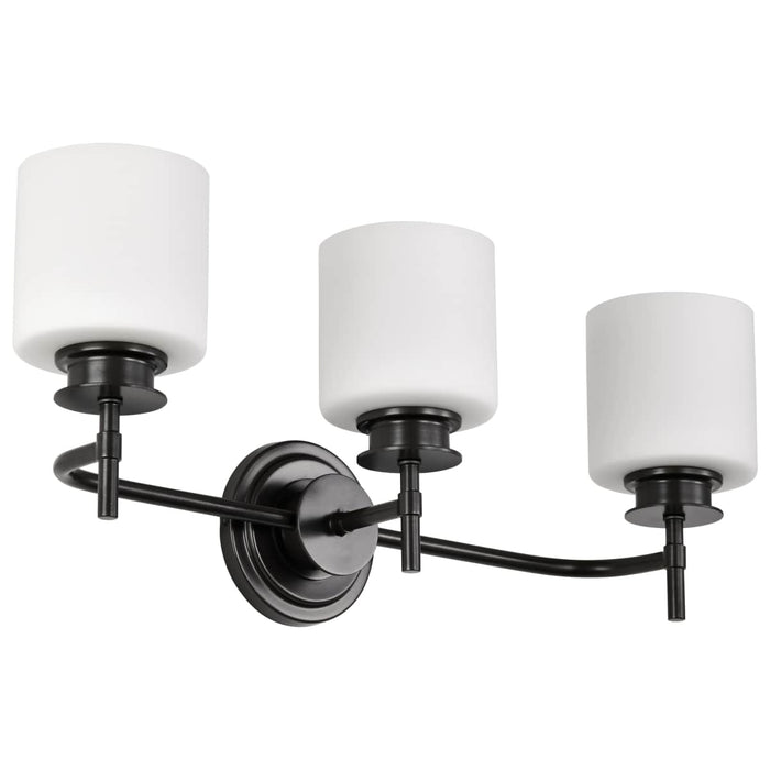 Vanity Nuvo 60-8033 Warren - 3 Light Vanity - Gun Metal with Satin White Glass - Gun Metal Finish Nuvo