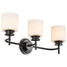 Vanity Nuvo 60-8033 Warren - 3 Light Vanity - Gun Metal with Satin White Glass - Gun Metal Finish Nuvo