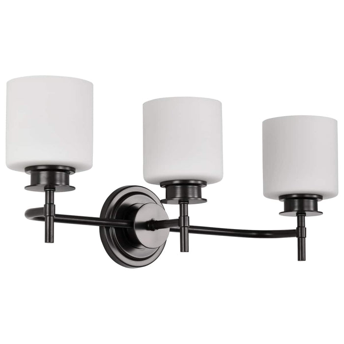 Vanity Nuvo 60-8033 Warren - 3 Light Vanity - Gun Metal with Satin White Glass - Gun Metal Finish Nuvo