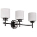 Vanity Nuvo 60-8033 Warren - 3 Light Vanity - Gun Metal with Satin White Glass - Gun Metal Finish Nuvo