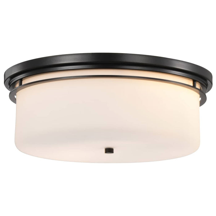 Flush Mount Nuvo 60-8034 Warren - 15 Inch Flush Mount - Gun Metal with Satin White Glass - Gun Metal Finish Nuvo