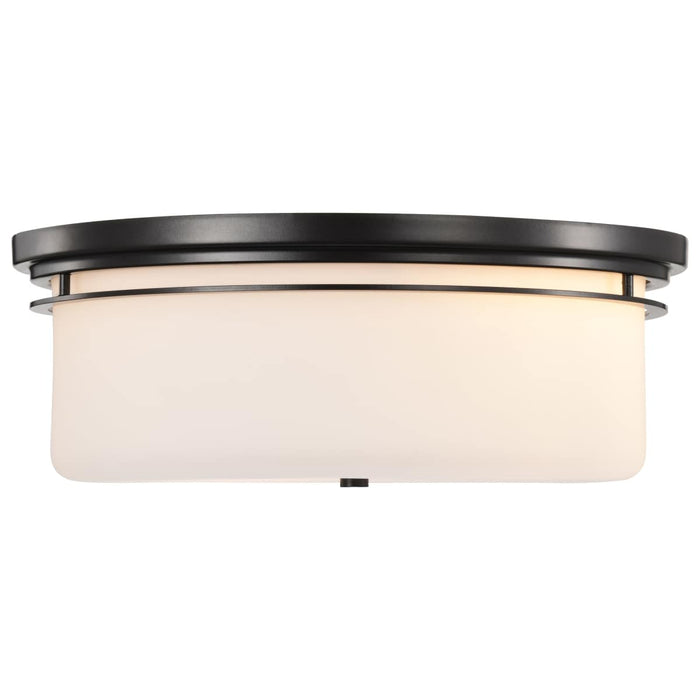 Flush Mount Nuvo 60-8034 Warren - 15 Inch Flush Mount - Gun Metal with Satin White Glass - Gun Metal Finish Nuvo