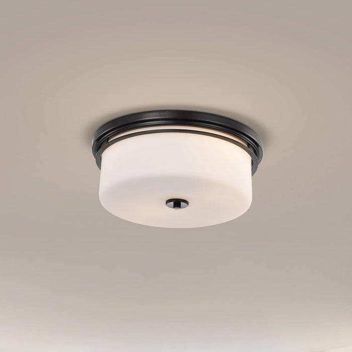 Flush Mount Nuvo 60-8034 Warren - 15 Inch Flush Mount - Gun Metal with Satin White Glass - Gun Metal Finish Nuvo