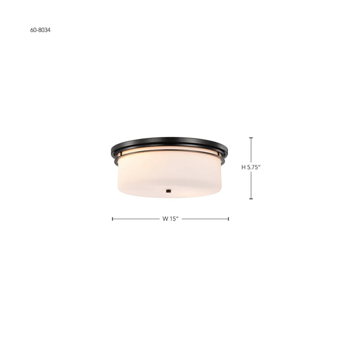 Flush Mount Nuvo 60-8034 Warren - 15 Inch Flush Mount - Gun Metal with Satin White Glass - Gun Metal Finish Nuvo