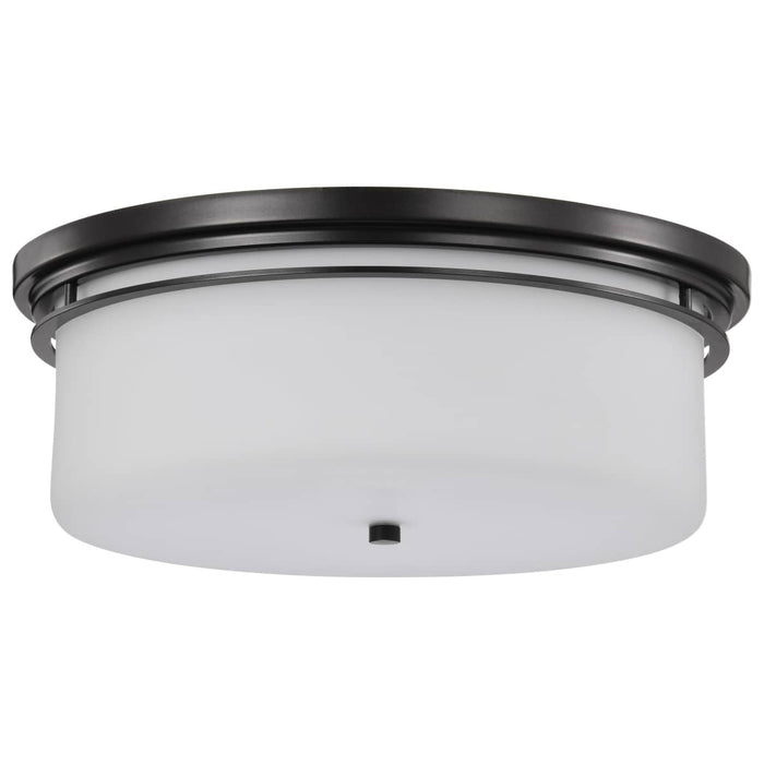 Flush Mount Nuvo 60-8034 Warren - 15 Inch Flush Mount - Gun Metal with Satin White Glass - Gun Metal Finish Nuvo